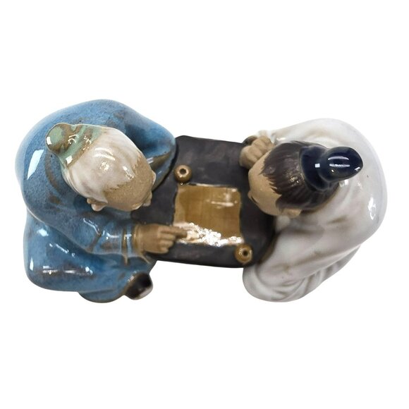 Chinese Mudmen Figurine Of Two Men Playing Go Game Table Art Decor JE390 - Picture 5 of 8